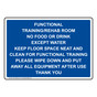 Functional Training/Rehab Room No Food Sign NHE-34285_BLU