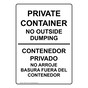 Private Container No Outside Dumping Bilingual Sign NHB-14516