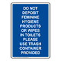 Portrait Do Not Deposit Feminine Hygiene Sign NHEP-34300_BLU