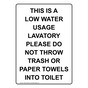 Portrait This Is A Low Water Usage Lavatory Sign NHEP-34328