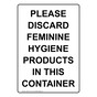 Portrait Please Discard Feminine Hygiene Products Sign NHEP-37170