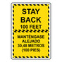 Stay Back 100 Feet Bilingual Sign NHB-14336