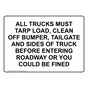 ALL TRUCKS MUST TARP LOAD, CLEAN OFF BUMPER Sign NHE-50066