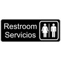 Black Engraved Restroom - Servicios Sign with Symbol