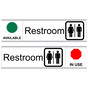 White Restroom (Available/In Use) Sliding Engraved Sign EGRE-15954-SYM-SLIDE_Black_on_White