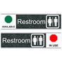 Charcoal Marble Restroom (Available/In Use) Sliding Engraved Sign EGRE-15954-SYM-SLIDE_White_on_CharcoalMarble