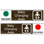 Walnut Baby Changing Area (Vacant/Occupied) Sliding Engraved Sign EGRE-265-SYM-SLIDE_White_on_Walnut