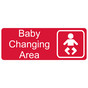 Red Engraved Baby Changing Area Sign with Symbol
