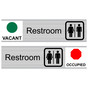 Silver Restroom (Vacant/Occupied) Sliding Engraved Sign EGRE-545-SYM-SLIDE_Black_on_Silver