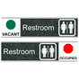 Charcoal Marble Restroom (Vacant/Occupied) Sliding Engraved Sign EGRE-545-SYM-SLIDE_White_on_CharcoalMarble
