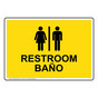 Yellow Restroom - Baño Sign With Symbol RRB-6991-Black_on_Yellow