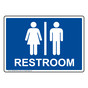 Blue Restrooms Sign With Symbol RRE-6990-White_on_Blue