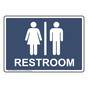 Navy Restrooms Sign With Symbol RRE-6990-White_on_Navy