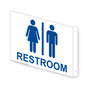 Projection-Mount White RESTROOM Sign With Symbol RRE-6990Proj-Blue_on_White