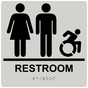 Square Pearl Gray Braille RESTROOM Sign with Dynamic Accessibility Symbol RRE-120R-99_Black_on_PearlGray