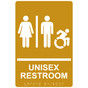 Gold Braille UNISEX RESTROOM Sign with Dynamic Accessibility Symbol RRE-14845R_White_on_Gold