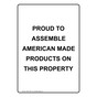 Portrait Proud To Assemble American Made Products Sign NHEP-16691