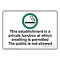 Utah Private Function Smoking Is Permitted Sign NHE-6952-Utah