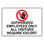 Authorized Employees Only All Visitors Sign With Symbol NHE-25263