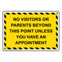 No Visitors Or Parents Beyond This Point Sign NHE-34980_YBSTR