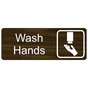 Walnut Engraved Wash Hands Sign with Symbol EGRE-366-SYM_White_on_Walnut