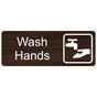 Kona Engraved Wash Hands Sign with Symbol EGRE-371-SYM_White_on_Kona