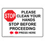 Please Clean Your Hands Stop Sign NHE-26707
