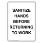 Portrait Sanitize Hands Before Returning To Work Sign NHEP-26588