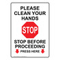 Portrait Please Clean Your Hands Sign With Symbol NHEP-28043