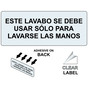 Hand Wash Sink Only Spanish Label NHS-13225