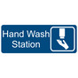 Blue Engraved Hand Wash Station Sign with Symbol EGRE-369-SYM_White_on_Blue