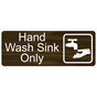 Walnut Engraved Hand Wash Sink Only Sign with Symbol