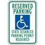ADA State Disabled Permit Required Sign PKE-21085-Washington