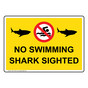 No Swimming Shark Sighted Sign NHE-17426