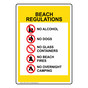 Beach Regulations Rules Sign With Symbol NHE-17436