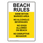 Beach Regulations Rules Sign for Policies / Regulations NHE-17437