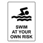 Swim At Your Own Risk Sign for Recreation NHEP-7788