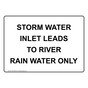 Storm Water Inlet Leads To River Rain Water Only Sign NHE-36858