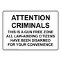 Gun Free Zone Sign for Weapons Restricted NHE-16346