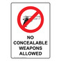 No Concealable Weapons Allowed Sign NHE-18014