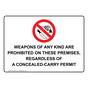 Weapons Of Any Kind Are Prohibited On These Premises Sign NHE-18486