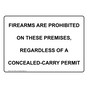 Firearms Are Prohibited Concealed-Carry Permit Sign NHE-18489