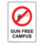 Portrait Gun Free Campus Sign With Symbol NHEP-17700