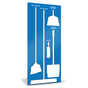 Blue Clean and Sweep Tools Shadow Board with White Shadows.