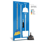 Blue Clean and Sweep Tools Shadow Board with Tools and White Shadows.