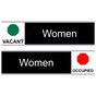 Black Women (Vacant/Occupied) Sliding Engraved Sign EGRE-650-SLIDE_White_on_Black