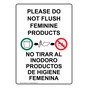 Do Not Flush Feminine Products Bilingual Sign NHB-9577