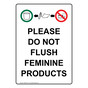 Please Do Not Flush Feminine Products Sign NHEP-9577