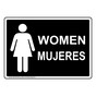 Black Women - Mujeres Restroom Sign With Symbol RRB-7000-White_on_Black