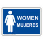 Blue Women - Mujeres Restroom Sign With Symbol RRB-7000-White_on_Blue